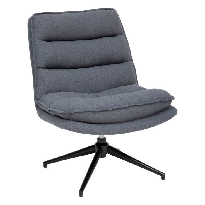 Atmosphera - Fauteuil pivotant en tissu et pieds métal HARPER - Gris