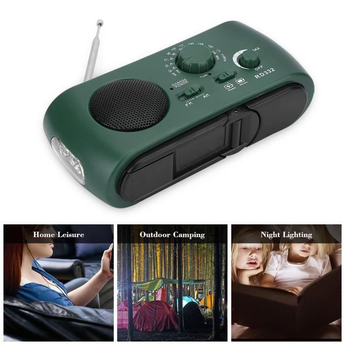 Radio Solaire à Manivelle D'urgence – Lampe Torche, Chargeur USB, AM/FM, Portable (panneau Solaire Inclus) - 5
