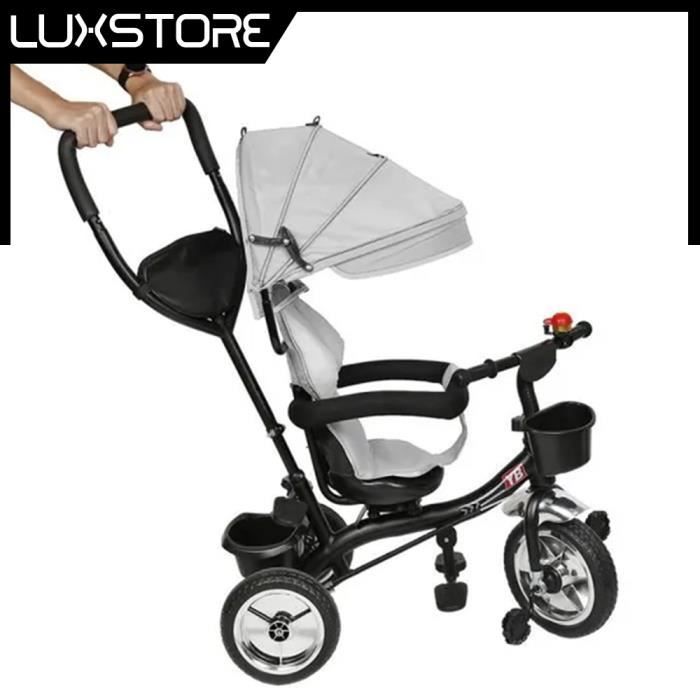 Luxs Tricycle Bebe Mixte 4 En 1 Tricycle Evolutif Pour Enfant De 1 A 5 Ans Gris Cdiscount Sport