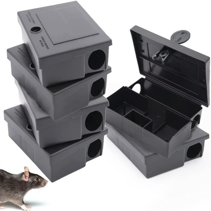 6 boites à appâts à souris, Poste d'appâtage pour mort aux rats (non  inclus), PAS POUR LES RATS