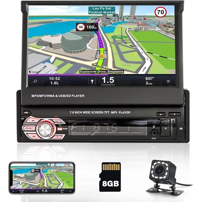 Autoradio 1 Din GPS 7 Pouces Écran Tactile Retractable Bluetooth Main Libre  Poste Radio Voiture avec FM Radio GPS Lien Miroir [91] - Cdiscount Auto