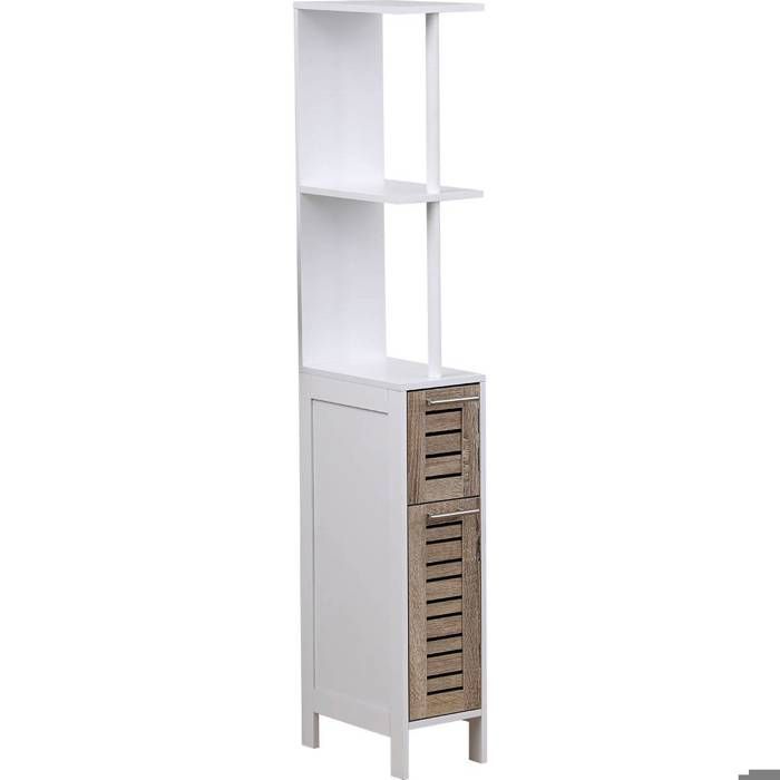 COLONNE PETIT ESPACE MDF BLANCHE 2 ETAGERES 2 PORTES FACON CHENE VIEILLI - STOCKHOLM - Tendance COLONNE PETIT ESPACE MDF BLANCHE 2 ETAGERES 2 PORTES FACON CHENE VIEILLI - STOCKHOLM - Tendance