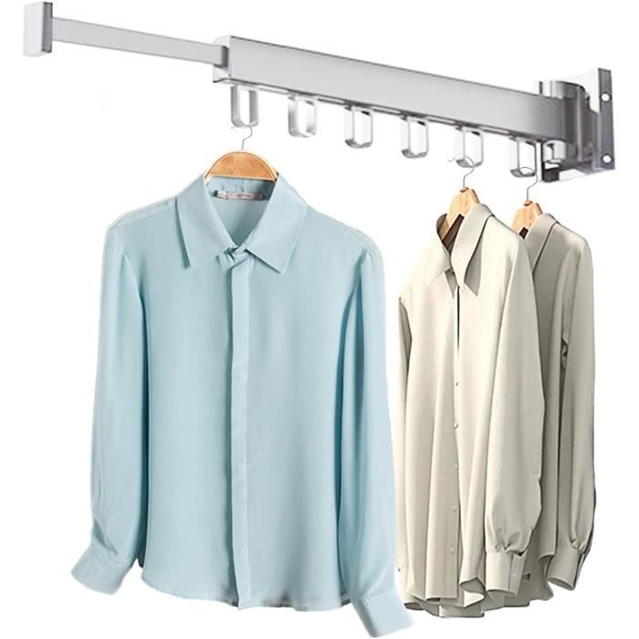 Séchoir à Linge Mural En Alliage D’aluminium – Installation Sans Perçage, Ventouses Puissantes – 92 Cm, Blanc