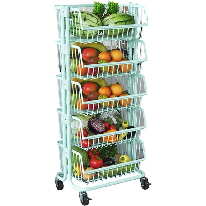 Megashopitalia Chariot De Cuisine Pliable Multifonction Avec Poignée 3 étagères, Paniers 4