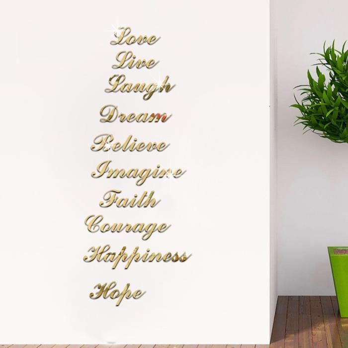 Stickers Lettres Adhesives Acrylic Argent Effet Miroir Citation Word Art Mur D Escalier Stickers Sticker Home Decor 3012 Cdiscount Maison
