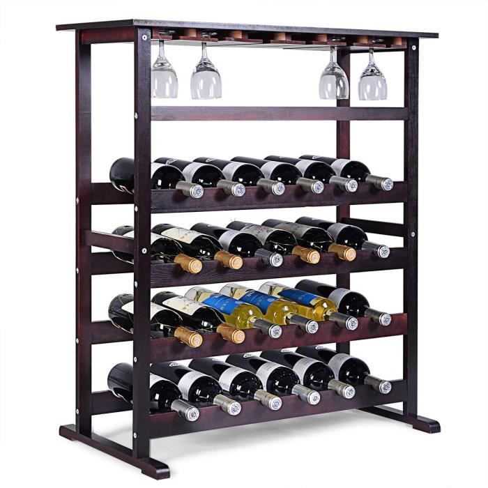etagere a vin casier a 24 bouteilles en bois de pin verni robuste modulable rangement pour verre a vin rouge 80 x 41 5 x 91 5 cm cdiscount maison
