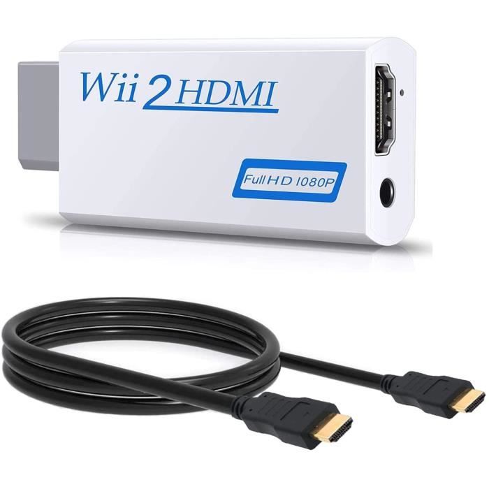Blanc convertisseur Adaptateur vidéo Full HD 1080P avec Audio 3,5 mm et Sortie HDMI TFR Wii to HDMI Converter Prend en Charge Tous Les Modes d'affichage Wii 