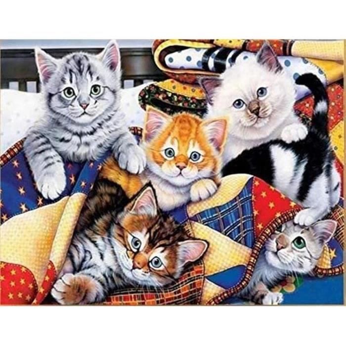 DIY 5D Diamant Carré Peinture Par Numéros Kit Enfants Adultes Chat 30x40 Cm Diamond Painting Pierres Carrées Full Art Mosaïque Peinture Daiments Broderie Diamant Tableau Diamant Pour Chambre Complète