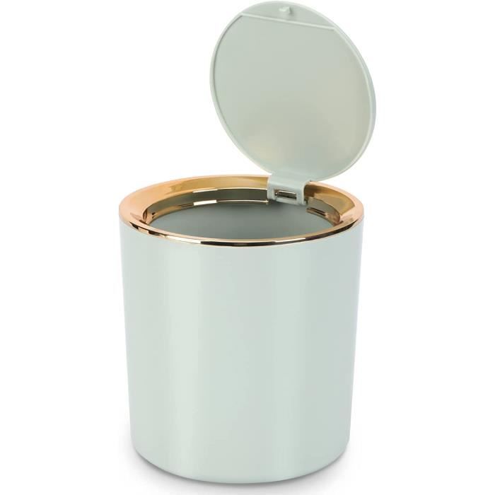 Mini Poubelle De Table 2L Avec Couvercle - Blanc/Bleu