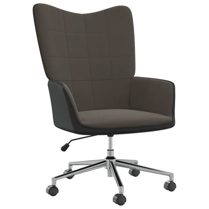 chaise de salon superbe© - fauteuil de relaxation gris foncé velours et pvc - contemporain - design