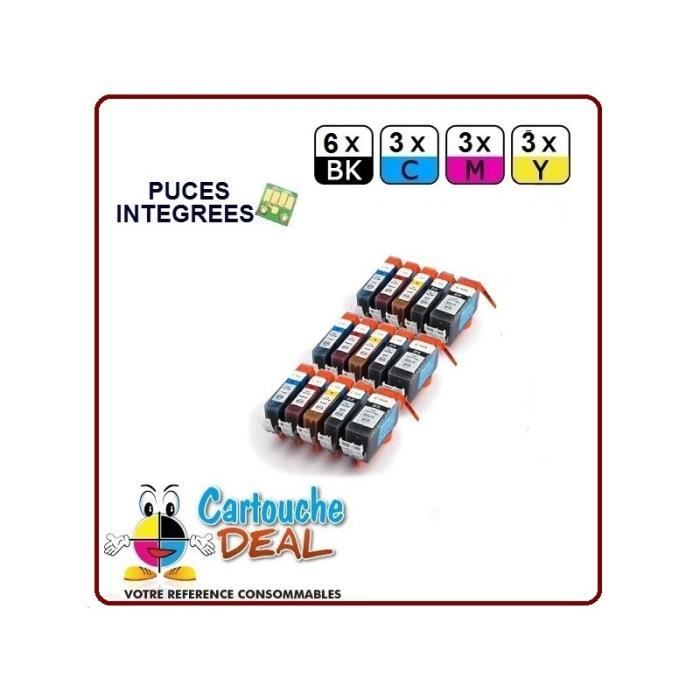 10 Cartouches D'encre Compatibles Canon PGI520 CLI521 - Pour Imprimantes MP640, MP980 - Multicolores - Neufes