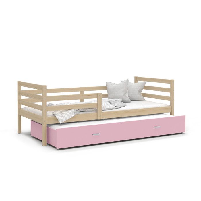 Lit Gigogne Milo 90x190 matelas inclus Pin - rose Lit Gigogne Milo 90x190 matelas inclus Pin - rose