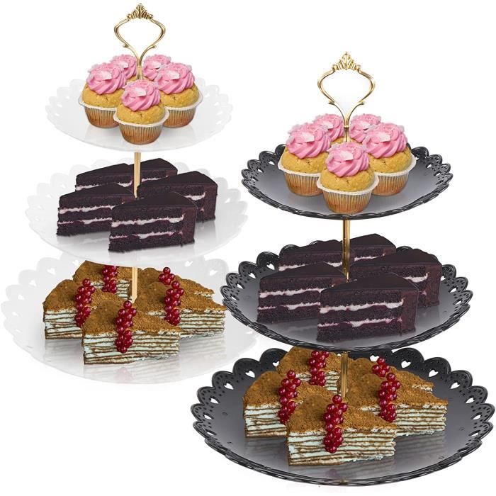 2 Présentoirs à Gâteaux 3 étages Métal - Support à étages Pour Desserts, Fruits - Style étoile