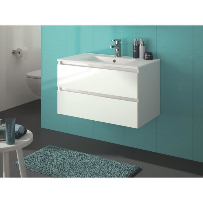 Allibert Ensemble De Meuble De Salle De Bain Meuble De Salle De Bain Premonte Blanc Brillant Softclose Plan Vasque 80 Cm Cdiscount Maison