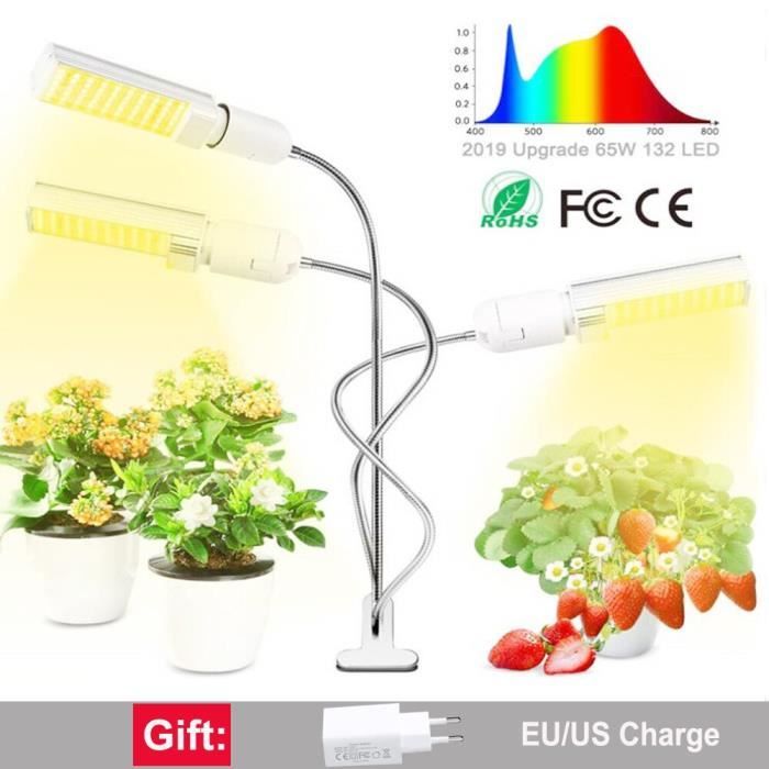 pour plante d'intérieur Hydroponic,Consommation 65W/Heures 600W Lampe LED Horticole,avec Samsung LEDs et Bouton de Gradation,Spectre Complet Lumière végétale Horticole Lampe de Croissance des plante 