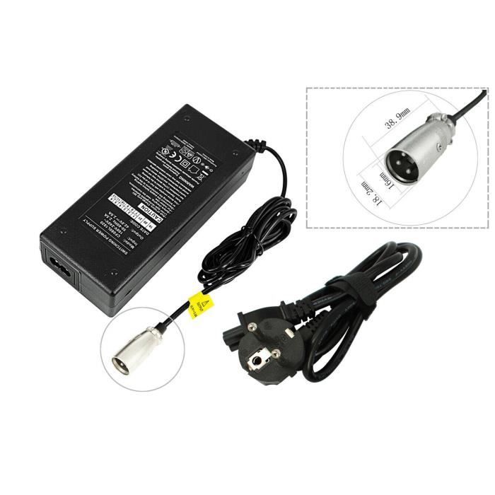 PowerSmart® Chargeur pour batterie 36 V pour vélo électrique Pedelec, avec  fiche 3 broches/fiche XLR