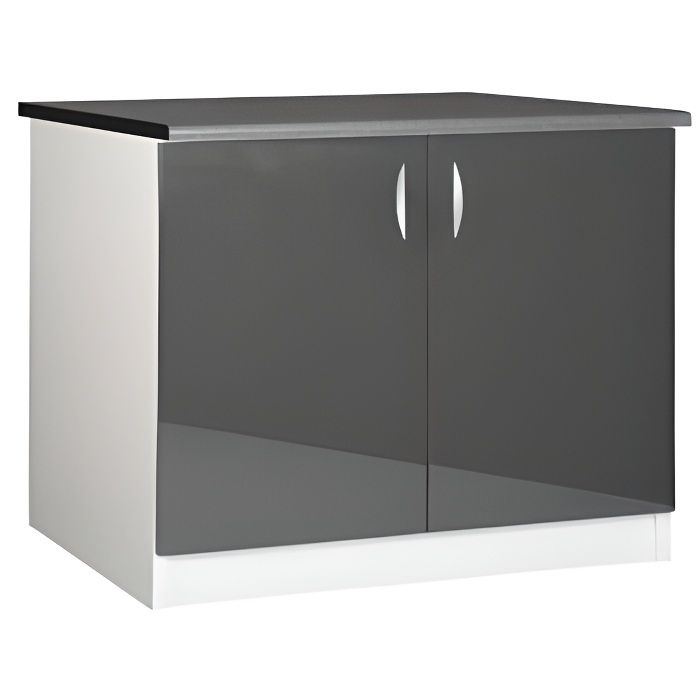 Meuble de cuisine bas - OXANE - 120cm - Gris - Laqué - Idéal pour