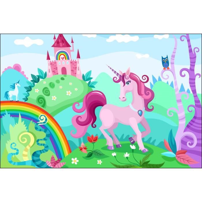 Papier peint photo intissé Muralo chambre 300 x 210 cm licorne vélo arc ...