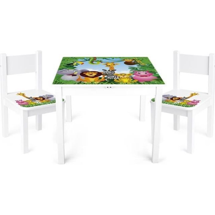 Table et 2 chaises enfant motif ANIMAUX Chambre enfant Meuble