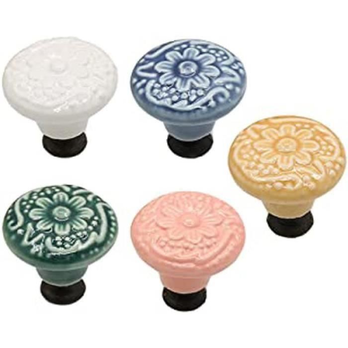 Lot De 6 Boutons De Meuble Enfant Cactus - Poignées Céramique Mignonnes Pour Chambre Et Déco