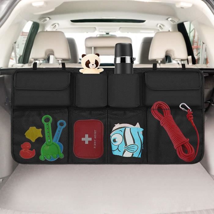 Lot de 2 filets de rangement pour coffre de voiture poche arrière universelle pour voiture 55 x 25 cm bateau organiseur de coffre de voiture élastique réglable double couche en maille SUV 