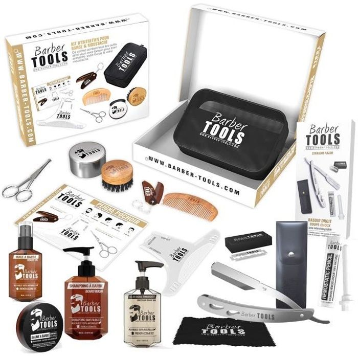 Kit/Set/Coffret (12 PRODUITS) d'entretien et de soin pour barbe avec Soin de barbier | Cosmetique