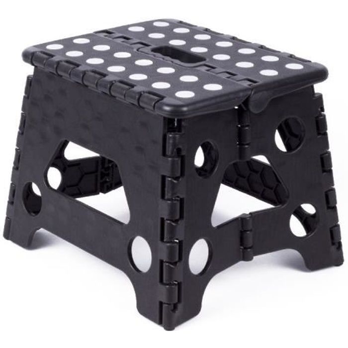 Marche-pied - Tabouret pliant - Noir - 23 x 19 x 19 cm - Antidérapant - 80 kg max