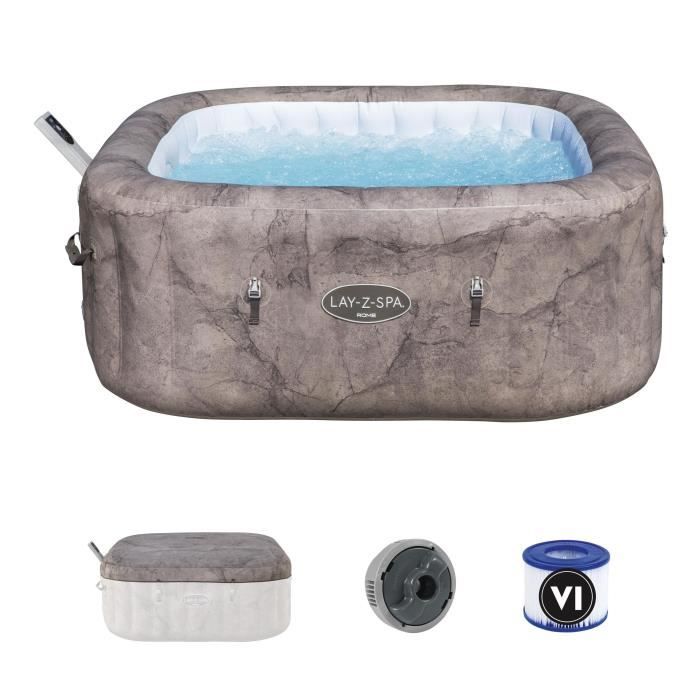 Spa gonflable BESTWAY Lay Z Spa Hawaii 140 airjets 196 x 71 cm 6 places Rond couverture cartouche diffuseur - vue 2