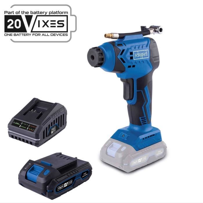 Pack Compresseur sans fil C AC20 X pression max 7 bars 6 accessoires inclus SCHEPPACH 20V IXES + batterie 2Ah + chargeur - vue 6