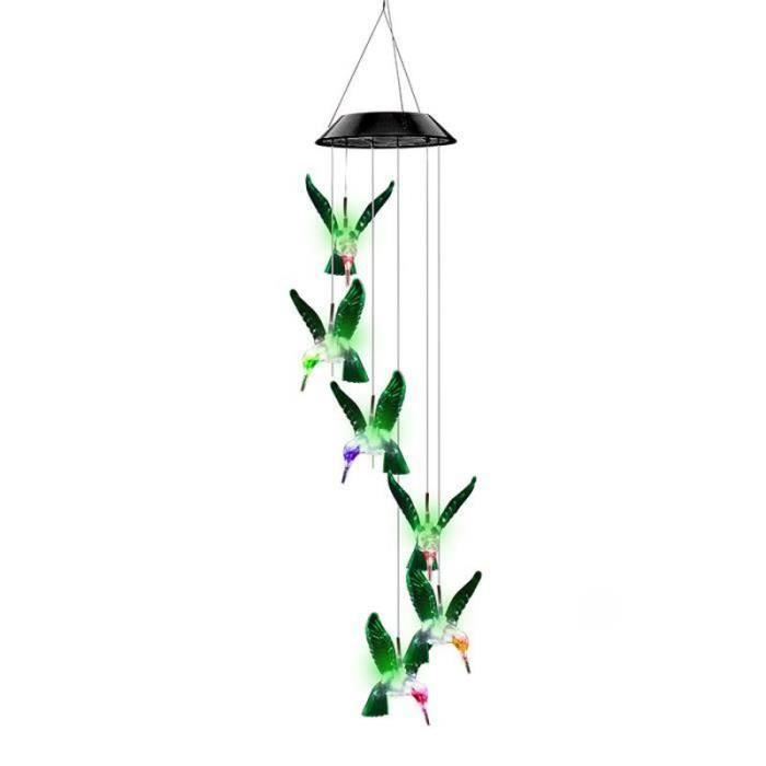 Carillon éolien Solaire Avec LED Couleur Changeante - 66 Cm, Décoration Jardin, Balcon, Cadeau