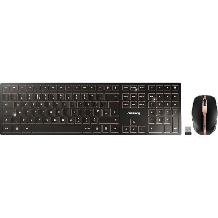 CHERRY DW 9100 SLIM ensemble clavier et sans fil layout italien QWERTY connexion Bluetooth et radio touches silencieuses rechargeable