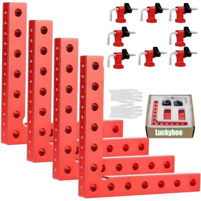 Pinces D'angle 90° Et 45° En Aluminium Pour Menuiserie - Bloc De Positionnement Avec équerre Et Graduations - Serrage Max 55mm - 6