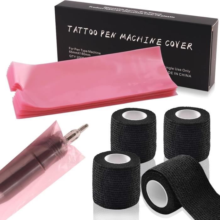 Kit Grip Pour Stylo De Tatouage - 6 Embouts Grip + 200 Sacs De Protection Jetables - Marque Emalla - Neuf