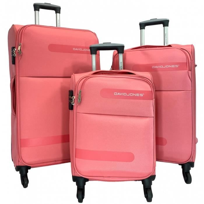 set de 3 valises 55cm-25cm-80cm synthétique rose - ba50493 -