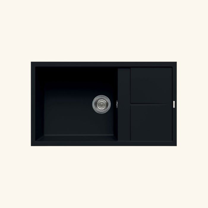 Evier granit noir Luisina MAESTOSO 1 grand bac 1 petit égouttoir 500x860 Evier granit noir Luisina MAESTOSO 1 grand bac 1 petit égouttoir 500x860