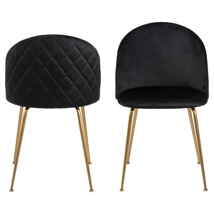 chaise - emob - isa - velours noir - lot de 2 - style vintage