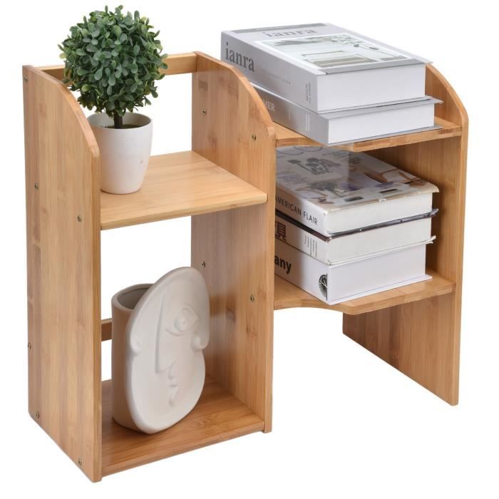 Organisateur d'étagère de bureau, support de table en bambou