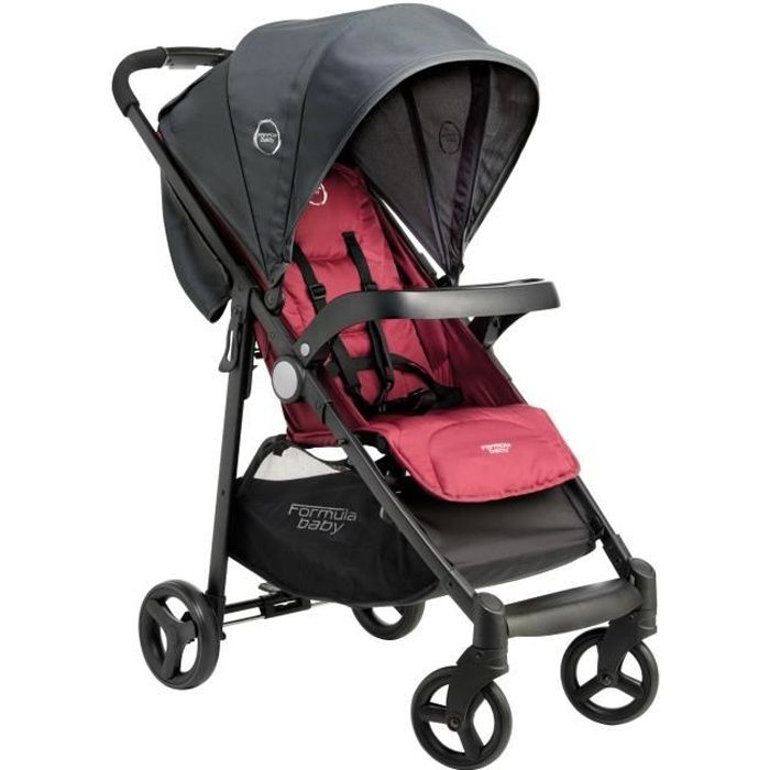 Poussette Duo FORMULA BABY - Groupe 0+ (0-15kg) - Coloris grenat - Canopy XL