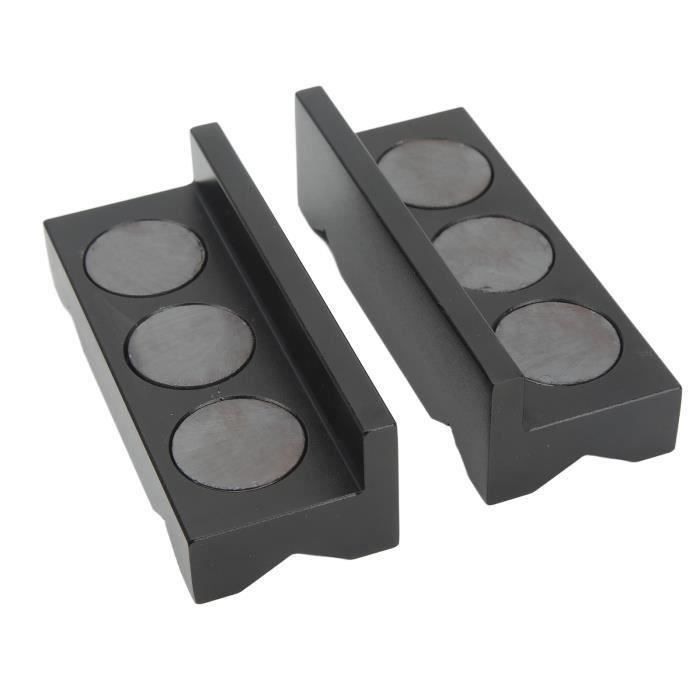 Paire De Mâchoires De Protection Magnétiques Pour étau 125 Mm - Alliage Aluminium, Rainures Prismatique Et En V - 3