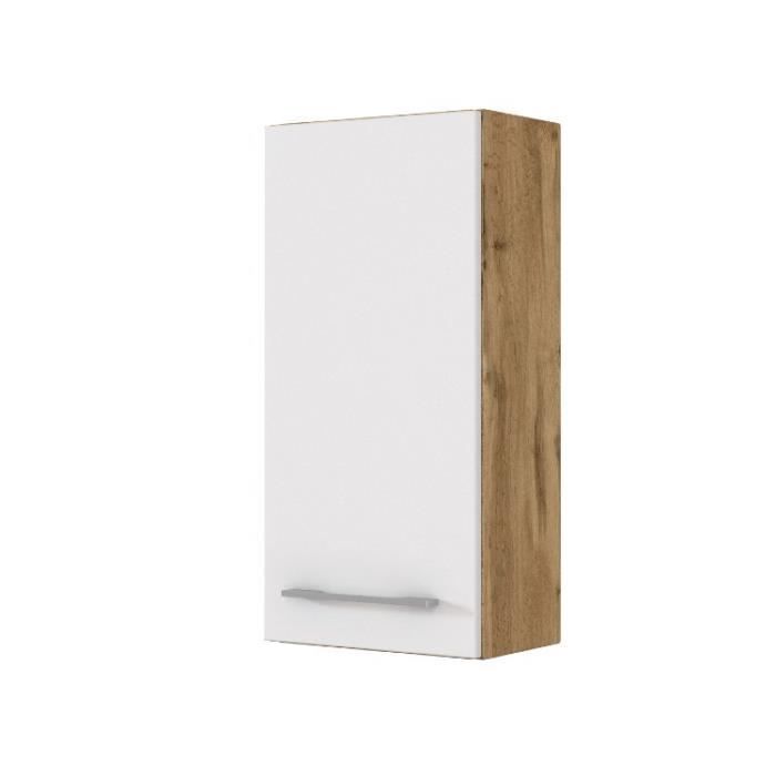 Armoire murale Sefa en chêne wotan et blanc avec 1 porte et 2 étagères composée de panneaux de particules mélaminés et dune fa... Armoire murale Sefa en chêne wotan et blanc avec 1 porte et 2 étagères composée de panneaux de particules mélaminés et dune fa...