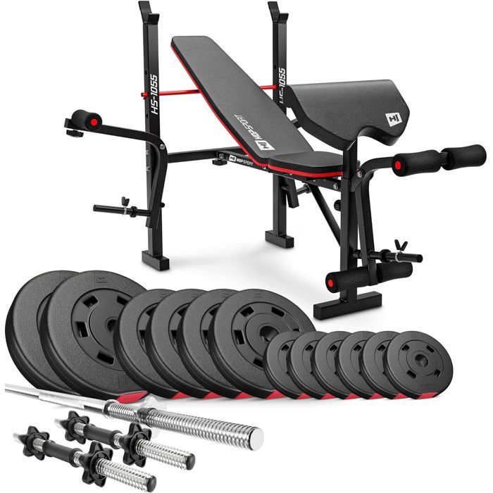 HS Hop-Sport Set d'halt&egrave;res de 38kg avec le banc de musculation HS-1055 