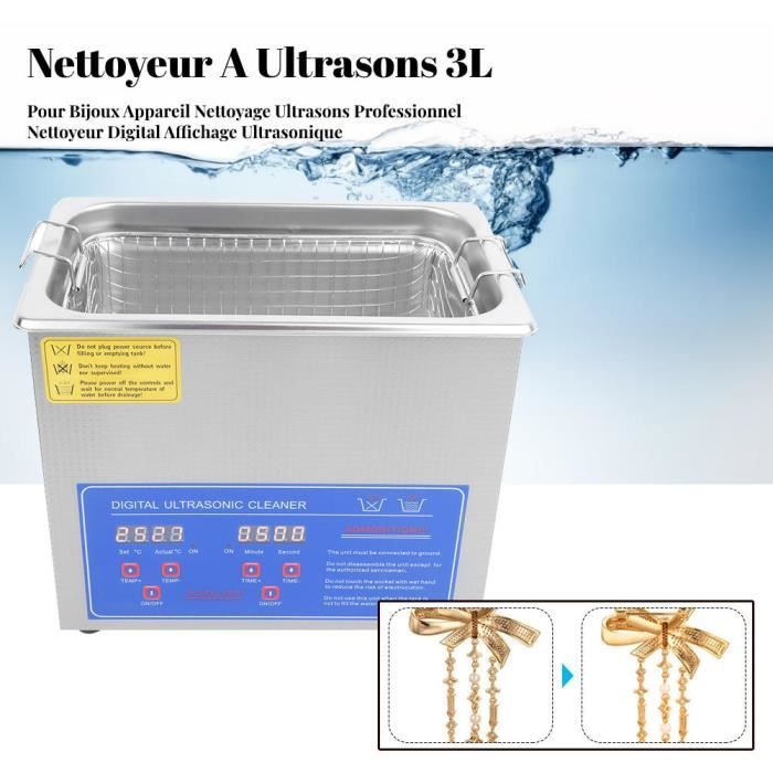 Nettoyeur à Ultrasons 150 Ml - Machine Nettoyage Bijoux, Lunettes, Montres, Prothèses, Pièces - Rouge Avec Ventouses