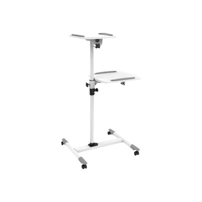 techly Chariot pour projecteur - ordinateur portable bois acier gris blanc