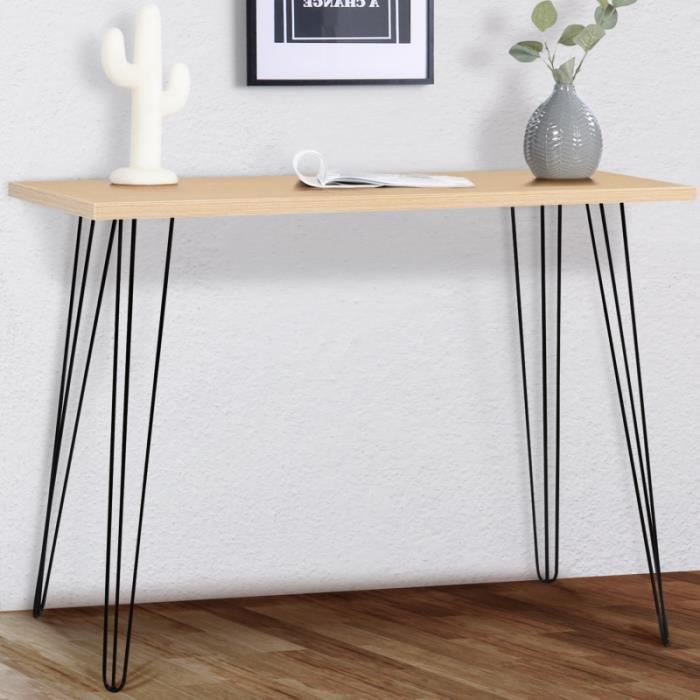 IDMARKET Console vintage NOEMI bois pied épingle