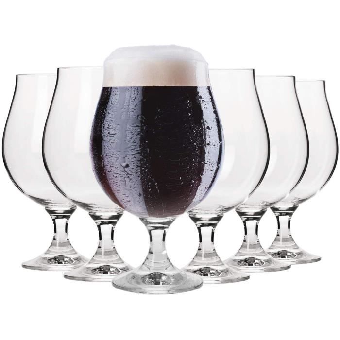 Lot De 6 Chopes à Bière Glasmark KROSNO 1992 - 700 Ml, Transparentes, Fond étoilé - Lavables Au Lave-vaisselle