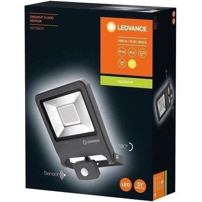 LEDVANCE ENDURA FLOOD Sensor blanc chaud Projecteur LED d'extérieure pour  mur - 50W - 3000K - IP44} - Luminaires extérieur - Achat & prix