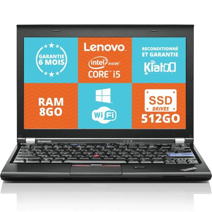 Achat PC Portable ordinateur portable lenovo thinkpad x220 ultrabook intel core i5 8go ram 512Go SSD  DRIVES disque dur wifi windows 7 pc portable rec pas cher