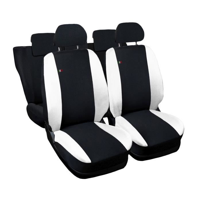 Lupex Shop Housses de siège auto compatibles pour Clio Noir Blanche