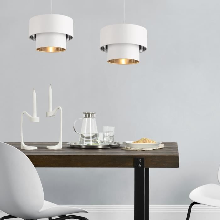 Suspension Lopar E27 Diamètre 30 cm Blanc Argenté