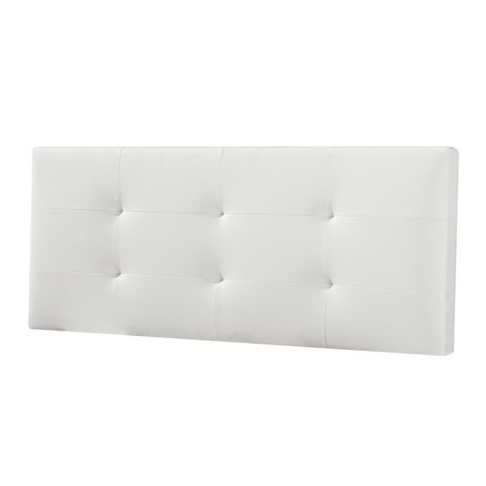 T&ecirc;te de lit Carla 140x60 cm Blanc, rembourr&eacute;e de Mousse - blanc